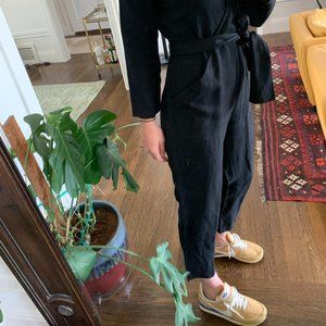 Apiece Apart Black Linen Jumpsuit